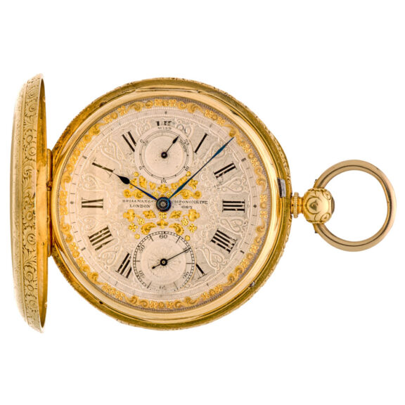 Heavy English gold chronometer watch with power reserve Circa 1862 Heavy English gold chronometer watch with power reserve Circa 1862