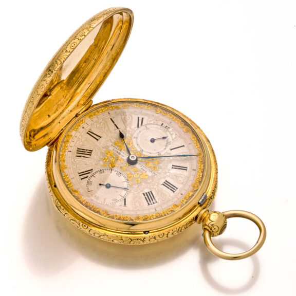 Heavy English gold chronometer watch with power reserve Circa 1862 Heavy English gold chronometer watch with power reserve Circa 1862