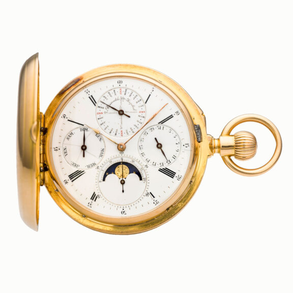 French gold watch with perpetual calendar and moon phases Circa 1882 French gold watch with perpetual calendar and moon phases Circa 1882