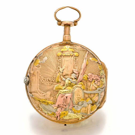 French attractive multi-coloured gold repeating watch Circa 1760 French attractive multi-coloured gold repeating watch Circa 1760