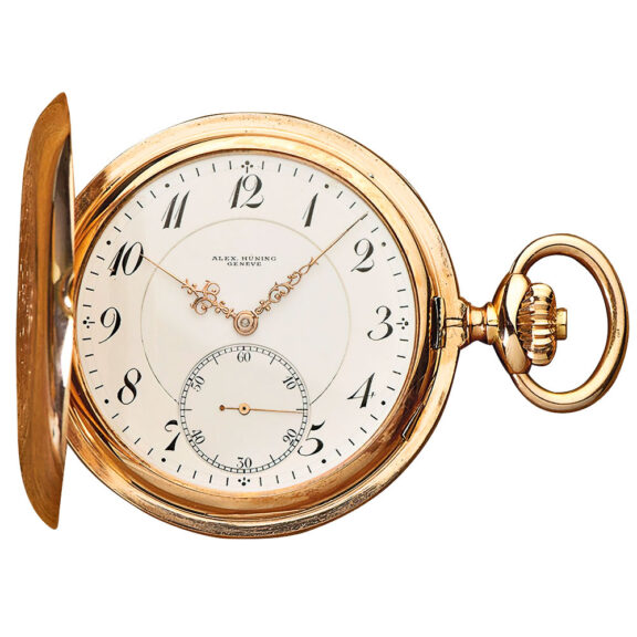 Swiss pink gold hunting cased pocket watch Circa 1890