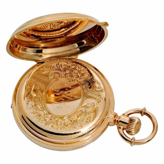 Swiss gold hunting cased pocket watch Circa 1877 Swiss gold hunting cased pocket watch Circa 1877