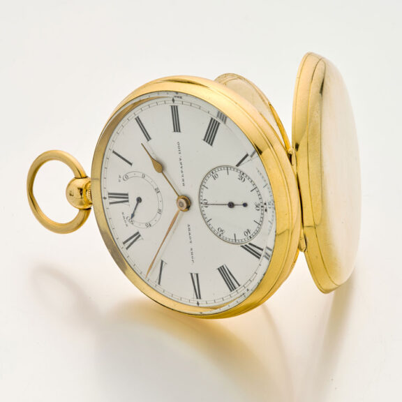 Fine Irish 18K gold watch with power reserve display Circa 1868 Fine Irish 18K gold watch with power reserve display Circa 1868