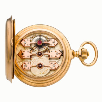 Swiss golden three bridge hunting cased chronometer Circa 1900