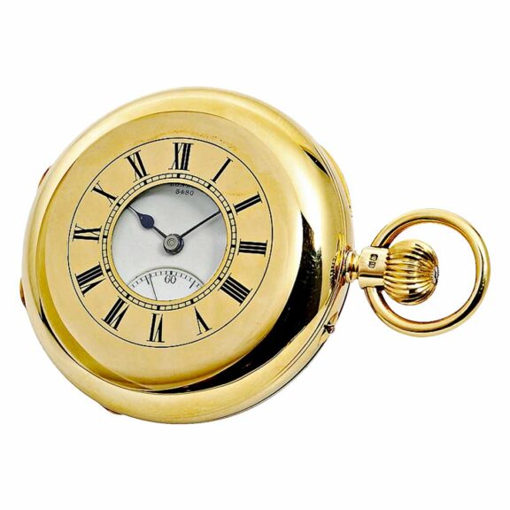 English gold half hunting cased carrousel watch Circa 1897 English gold half hunting cased carrousel watch Circa 1897