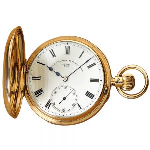 English gold half hunting cased carrousel watch Circa 1897