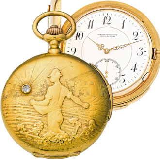 Swiss yellow gold hunting cased minute repeater Circa 1900