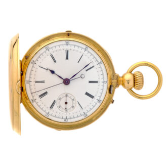 Solid English 18 carat gold chronograph pocket watch Circa 1882