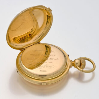 Solid English 18 carat gold chronograph pocket watch Circa 1882