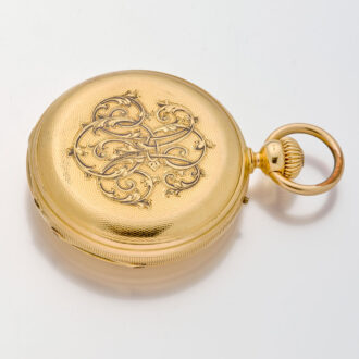 Solid Swiss gold hunting cased complicated lever watch Circa 1890