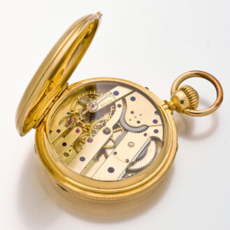 Solid Swiss gold hunting cased complicated lever watch Circa 1890