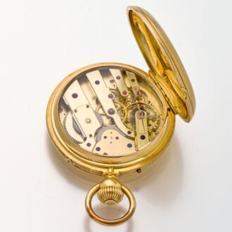 Solid Swiss gold hunting cased complicated lever watch Circa 1890