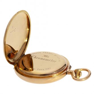 French 18 carat gold half hunting cased pocket chronometer Circa 1890