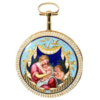 Swiss 18k rose gold enamel pocket watch Circa 1795