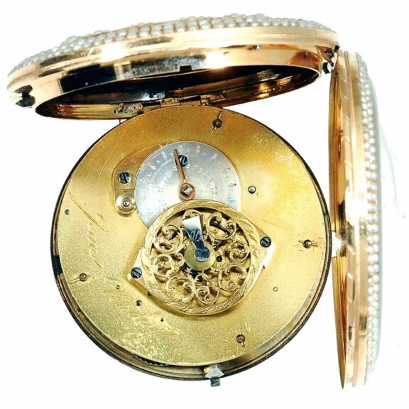 Swiss 18k rose gold enamel pocket watch Circa 1795 Swiss 18k rose gold enamel pocket watch Circa 1795