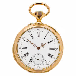 Fine Swiss 18K gold minute repeating keyless watch Circa 1900