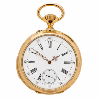 Fine Swiss 18K gold minute repeating keyless watch Circa 1900