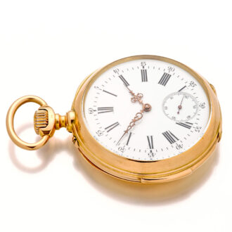 Fine Swiss 18K gold minute repeating keyless watch Circa 1900