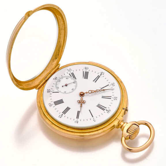 Fine Swiss 18K gold minute repeating keyless watch Circa 1900 Fine Swiss 18K gold minute repeating keyless watch Circa 1900