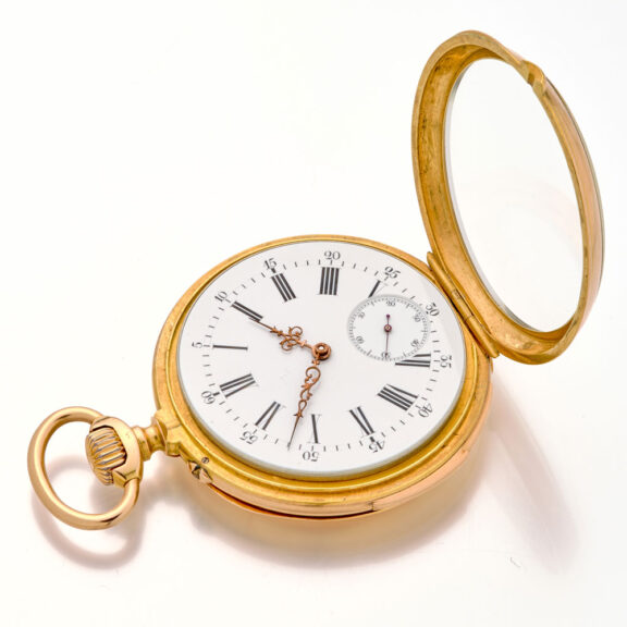 Fine Swiss 18K gold minute repeating keyless watch Circa 1900 Fine Swiss 18K gold minute repeating keyless watch Circa 1900