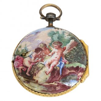 English 18 carat gold and porcelain verge pocket watch Circa 1750