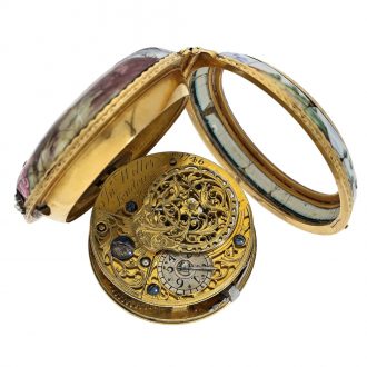 English 18 carat gold and porcelain verge pocket watch Circa 1750