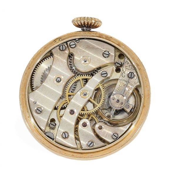 Swiss 14 Carat gold lever escapement buttonhole watch Circa 1900 Swiss 14 Carat gold lever escapement buttonhole watch Circa 1900
