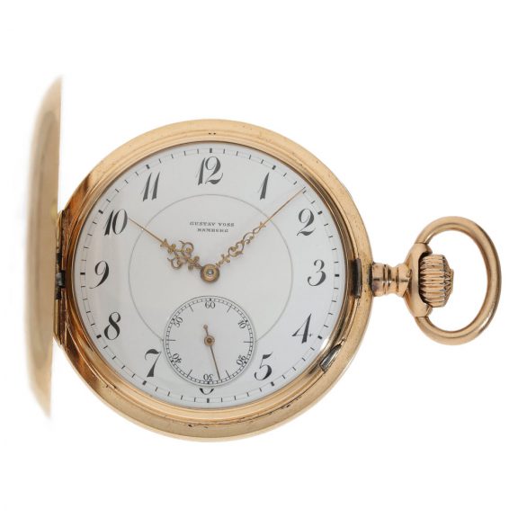 Swiss 14K red gold hunting cased anchor chronometer Circa 1900