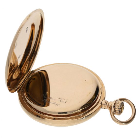 Swiss 14K rose gold hunting cased anchor chronometer Circa 190022222222 Swiss 14K rose gold hunting cased anchor chronometer Circa 1900