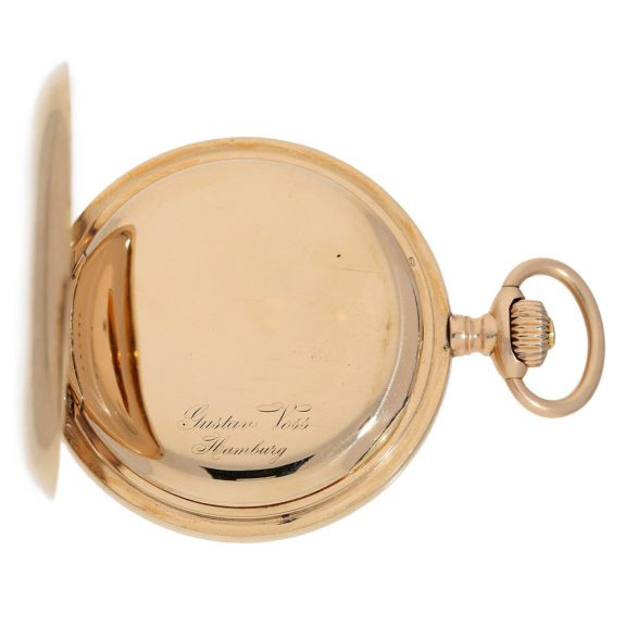 Swiss 14K rose gold hunting cased anchor chronometer Circa 1900 Swiss 14K rose gold hunting cased anchor chronometer Circa 1900