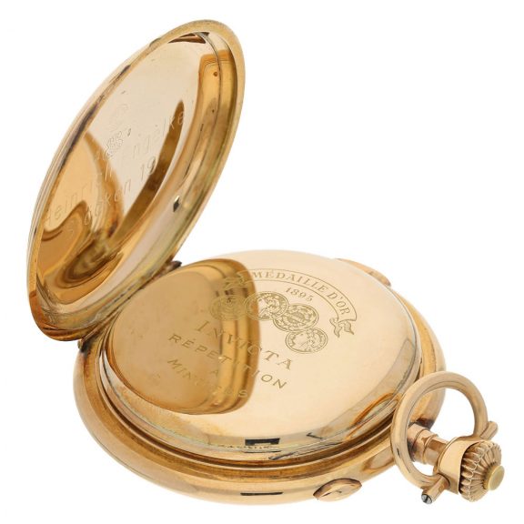 Swiss 14K gold minute repeating chronograph lever Circa 1900 Swiss 14K gold minute repeating chronograph lever Circa 1900