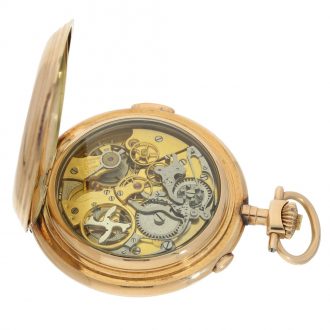 Swiss 14K gold minute repeating chronograph lever Circa 1900 Swiss 14K gold minute repeating chronograph lever Circa 1900