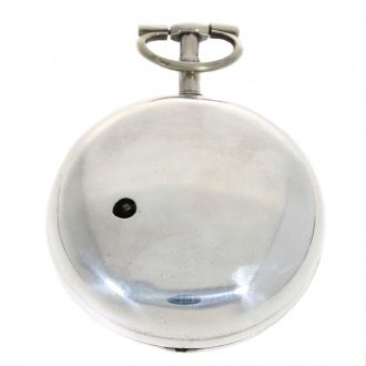 English silver watch with an enamel military painting Circa1800