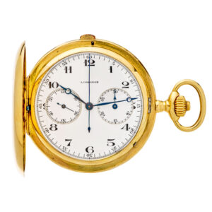 Swiss gold hunting cased chronograph pocket watch Circa 1920