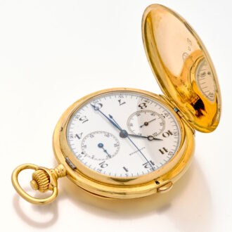 Swiss gold hunting cased chronograph pocket watch Circa 1920