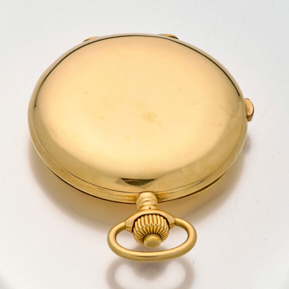 Swiss gold hunting cased chronograph pocket watch Circa 1920 Swiss gold hunting cased chronograph pocket watch Circa 1920