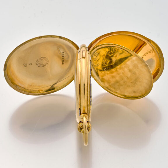 Swiss gold hunting cased chronograph pocket watch Circa 1920 Swiss gold hunting cased chronograph pocket watch Circa 1920