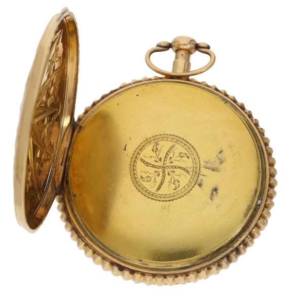 Swiss gold quarter repeating verge pocket watch Circa 1800 Swiss gold quarter repeating verge pocket watch Circa 1800