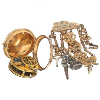 Italian gold verge pocket watch with chatelaine Circa 1780