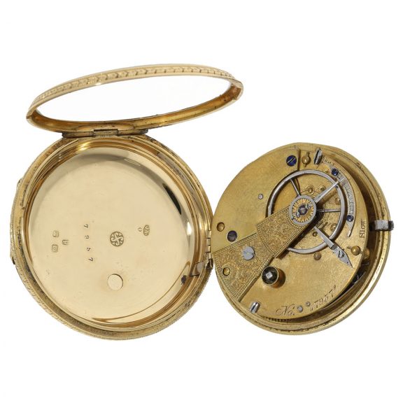 English 18 Carat gold beautifully engraved pocket watch Circa 1870 English 18 Carat gold beautifully engraved pocket watch Circa 1870