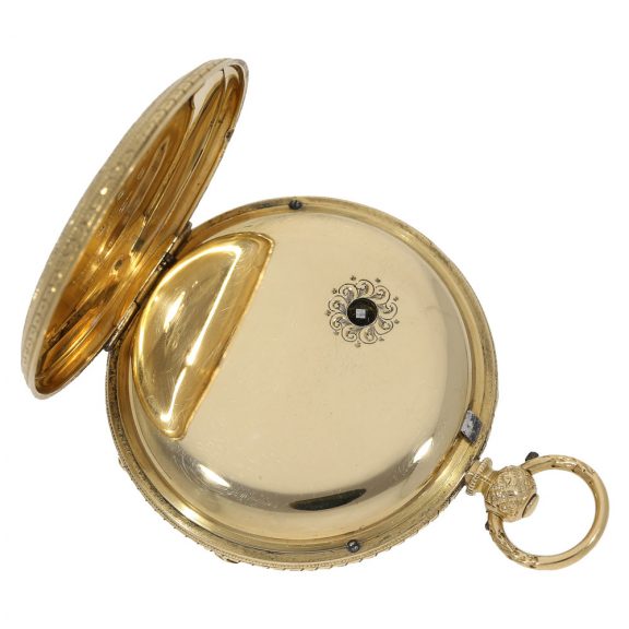 English 18 Carat gold beautifully engraved pocket watch Circa 1870 English 18 Carat gold beautifully engraved pocket watch Circa 1870