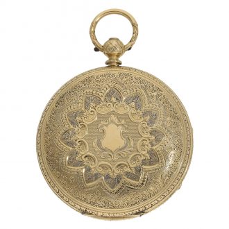 English 18 Carat gold beautifully engraved pocket watch Circa 1870