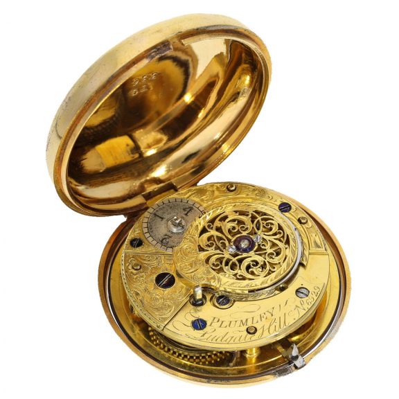 English fire gilt double case verge watch Circa 1780 English fire gilt double case verge watch Circa 1780