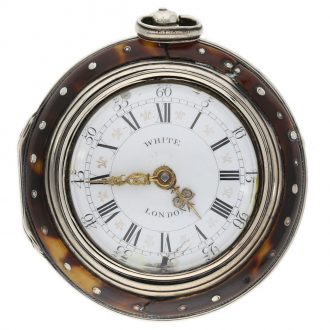 Large English silver triple cased verge pocket watch Circa 1770