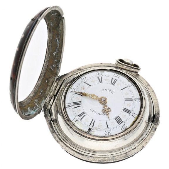 Large English silver triple cased verge pocket watch Circa 1770 Large English silver triple cased verge pocket watch Circa 1770