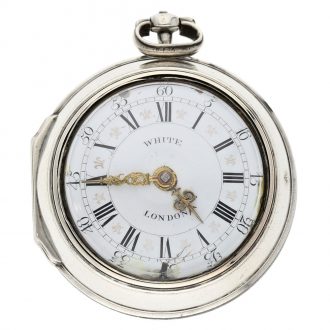 Large English silver triple cased verge pocket watch Circa 1770 Large English silver triple cased verge pocket watch Circa 1770