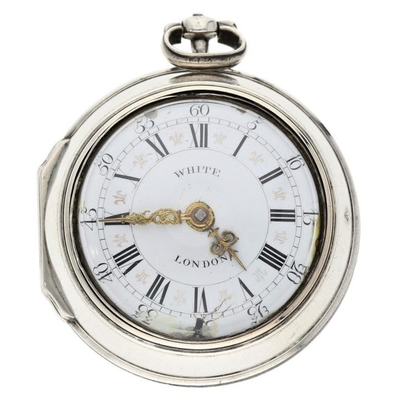 Large English silver triple cased verge pocket watch Circa 1770 Large English silver triple cased verge pocket watch Circa 1770