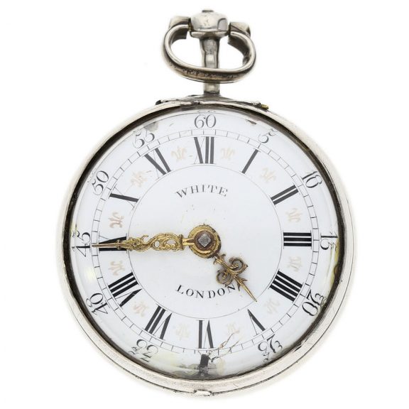 Large English silver triple cased verge pocket watch Circa 1770 Large English silver triple cased verge pocket watch Circa 1770