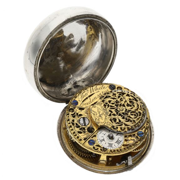 Large English silver triple cased verge pocket watch Circa 1770 Large English silver triple cased verge pocket watch Circa 1770