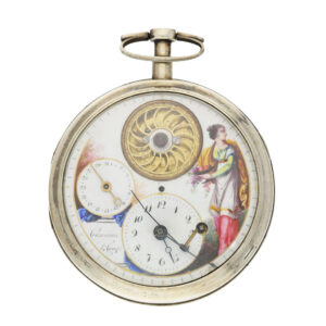 Large Swiss silver open faced verge pocket watch Circa 1800